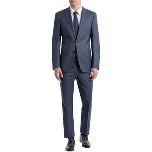 Calvin Klein Men's Slim Fit Suit Separates, Medium Blue Sharkskin, 42 Long