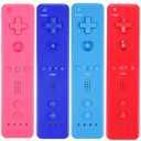 Yosikr Remote Controller for Wii/Wii U, with Silicone Case and Wrist Strap (4 Pack, Pink+Deep Blue+Blue+Red)