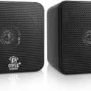 Pyle Home 4 Mini Cube Bookshelf Speakers-Paper Cone Driver, 200 Watt Power, 8 Ohm Impedance, Video Shielding, Home Theater Application and Audio Stereo Surround Sound System - 1 Pair -PCB4BK (Black)