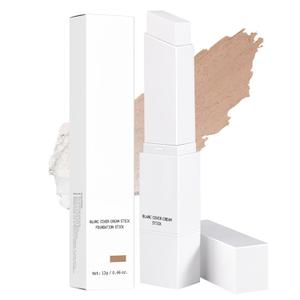 Cover Cream Stick, Color Changing Foundation Stick, Skin Matching Cover Cream with Medium to Full Coverage Dewy Finish Base Makeup, Dual-Ended with Detachable Brush (Medium)
