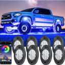 8 Pods RGB LED Rock Lights, Underglow Multicolor Neon Light Kit Wheel Well Light with APP Control & Music Mode, Under Glow Lights for Trucks,Jeep,SUV,Golf Cart,ATV,Pickup Off Road,12 V