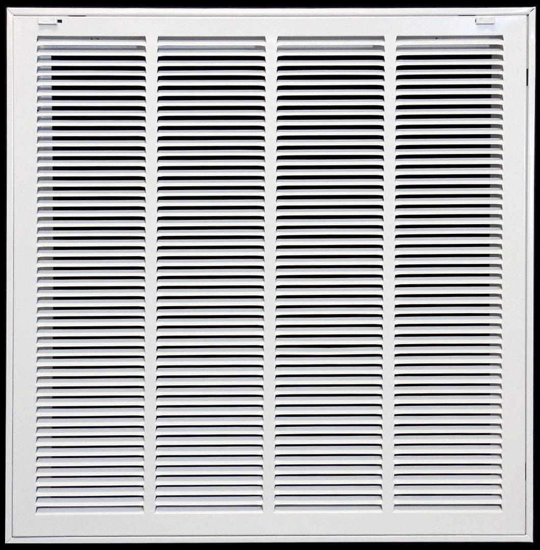 26" X 24" Steel Return Air Filter Grille for 1" Filter - Easy Plastic Tabs for Removable Face/Door - HVAC Duct Cover - Flat Stamped Face -White [Outer Dimensions: 27.75w X 25.75h]