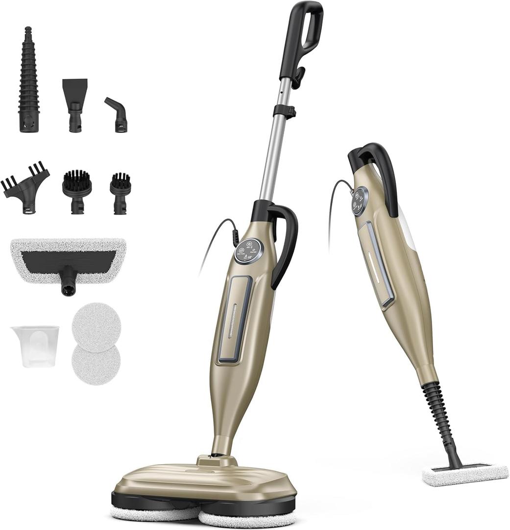 DEVOAC VM6 Scrubbing Steam Mop with Rotating Mop Pads, 10 in 1 Steam Mop, Lightweight Spin Mop & 3 Steam Modes for Hard Floor Laminate Marble Floors (Auster)