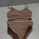 ANRABESS Women High Waisted Bikini Sets Color Block Summer Beach Vacation 2 Piece Bathing Suit Tummy Control Ribbed Swimsuit (Large, Brown)