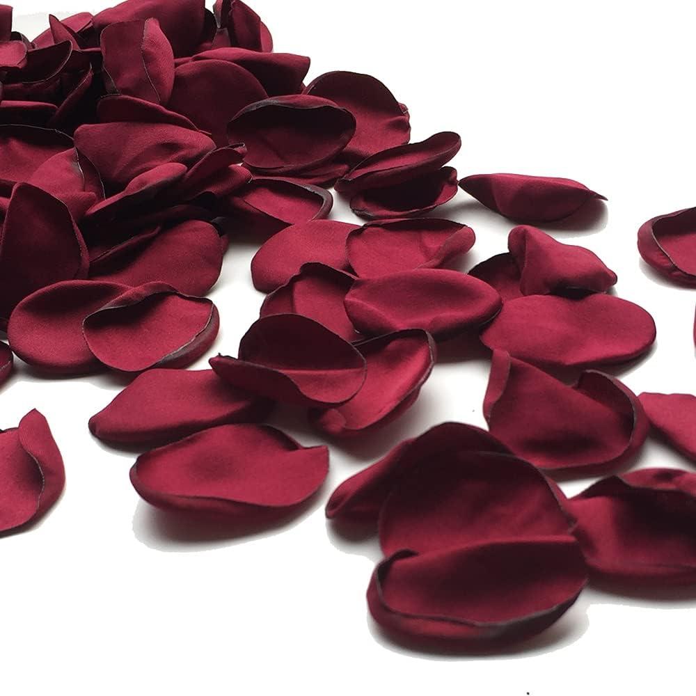 200pcs Silk Rose Petals Burgundy Artificial Flowers Petals Flower Girl for Wedding Romantic Night Valentines Party Dinner Table Decoration