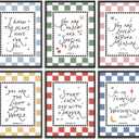 2 x 6pcs Colorful Bible Verse Canvas Wall Art Christian Boy Education Posters Prints Children'S Bible Inspirational Quote Wall Decor Pictures for Nursery Kids Bedroom Classroom Home Decoration Unframed, 10"L x 8"W