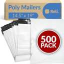 Reli. Poly Mailers 14.5x19 | 500 Pcs Bulk | Shipping Bags/Shipping Envelopes | White Packaging Bags for Shipping | Non-Padded Polymailers, Self Sealing Shipment Bags for Clothing, Bulk (White)