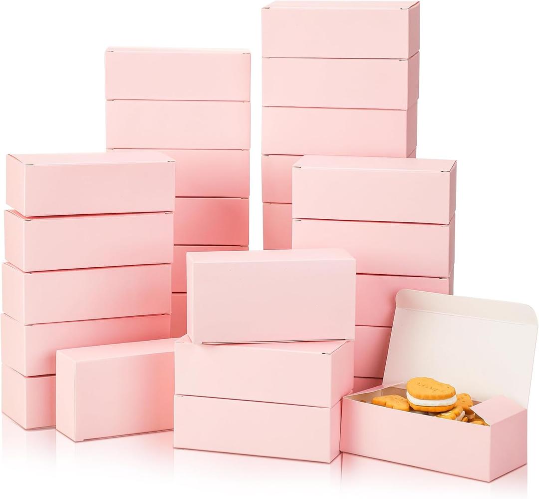 FillTouch 36 Pcs Pink Cookie Boxes Small Bakery Biscuit Boxes for Dessert Cake Donuts Pie Candy(6 x 3 x 1.8 Inch,Pink)