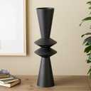 Deco 79 Metal Decorative Vase Art Deco Fluted Centerpiece Vase, Flower Vase for Home Decoration 8" x 8" x 26", Black