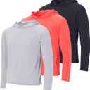 Real Essentials 3 Pack, Boys' Rashguard Long Sleeve Hoodie UV Sun Protection Fishing Swim Shirt for Youth Kids Teens (X-Large, Set 4)