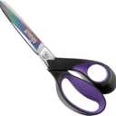 LIVINGO Industrial Scissors all Purpose: 9" Professional Heavy Duty Shears Sharp Stainless Steel - Forged Titanium Coated Scissors for Fabric Sewing Carpet Workshop Outdoor Home Office Purple/Black