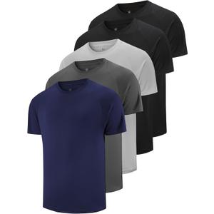 5 Pack Men's Dry Fit T Shirts Athletic Running Gym Workout Short Sleeve Tee Shirts for Men (X-Large)