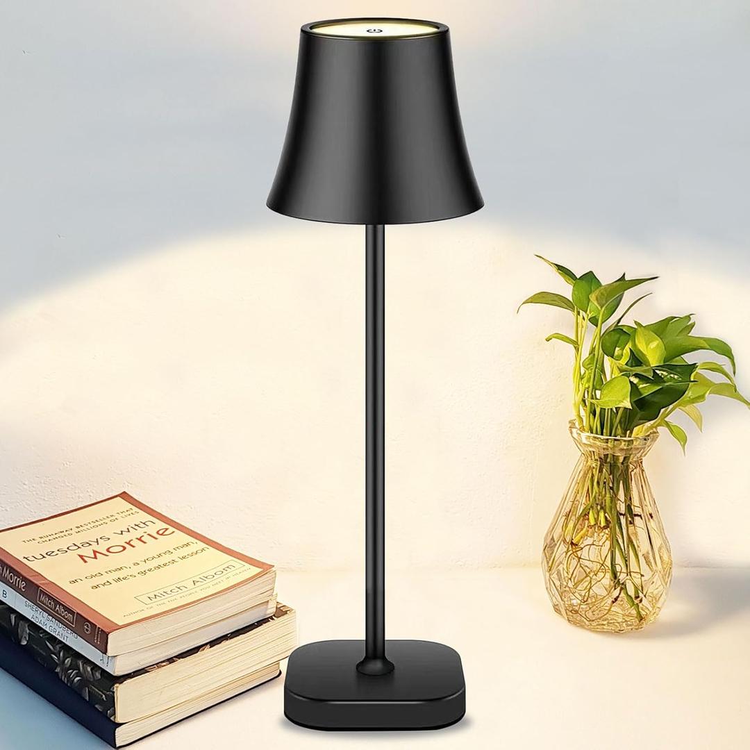 Cordless Table Lamp,LED Battery Operated Desk Lamp, 5400mAh 72 Hours Rechargeable Modern Nightstand Lamp with Touch Control,Portable Bedside Lamps for Nightstand,3 Color Dimming