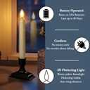 Homemory 6 Pcs Window Candles with Sensor Dusk to Dawn, Ivory Electric Window Candle Flickering, Christmas Fake Candles Battery Operated, Led Candlesticks with Black Holders for Xmas Holiday Decor