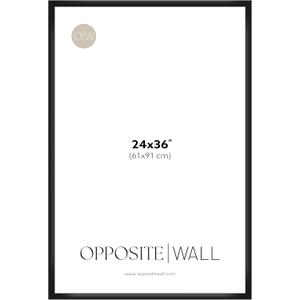 Opposite Wall - 24x36 in - Black Picture Frame - Lightweight, Versatile & Shatterproof - Large Wall Hanging Photo or Poster Frame - Wall Decor for Office, Gallery & Home