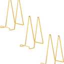 Large Plate Holder Display Stand - 12 inch Super Tall Big Plate Stands for Heavy Duty Display - Metal Picture Frame Stand - Tabletop Easel Stand for Decorative Platter | Plaque | Book - 3 Pack - Gold