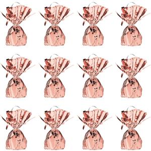 Beistle Metallic Wrapped Balloon Weight 12 Pack, Rose Gold Balloon Centerpiece Bouquet Holders, Party Decoration Accessories for Birthdays, Weddings, Graduations, and Retirement Celebrations, 6 Oz