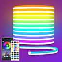 LED neon Lights Strip 32.8ft,DC 24V RGB LED neon Light Strip APP Remote Controls Control Waterproof Flexible Neon LED Strip Lights for Bedroom,Playroom,Outdoors Dcor