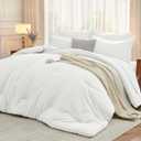 MUXHOMO 7 Pieces California King Comforter Set, Soft Bed in a Bag Cal King Size, All Season Bedding Set with Comforter, Flat Sheet, Fitted Sheet, Pillowcases & Shams, White