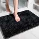 Yimobra Chenille Bathroom Rugs Non Slip, Extra Thick Soft Absorbent Bath Rug 31.5x20 Inch, Machine Washable Quick Dry Bath Mat for Bathroom Floor, Tub and Shower, Home Decor Accessories, Black