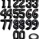 [20 Pcs] 16" Black Foil Number Balloons (2 sets of 0-9) - Mylar Aluminum Hanging Decorations for Graduation, Birthday, Christmas & New Year's Eve Parties