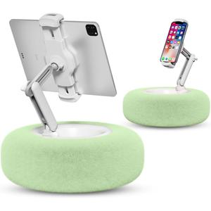 Viozon Tablet Stand Pillow, Compatible with 4.7"-13" Phone/Tablet, iPad, iPhone, Samsung, Google, Kindle, 360Adjustable Phone Holder for Bed with Soft Plush Fabric, and Detachable Bowl, Green