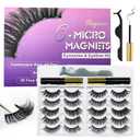 Royaomis 10 Pairs Cat-Eye Magnetic Lashes With Eyeliner, 3D Magnetic Eyelashes Natural Look With Eyeliner, Fake Eyelashes Magnetic