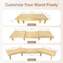 Dual Monitor Stand Riser - Solid Wood 3 Panels Laptop Riser with Storage for Phone/Mug - Home/Office Desk Organizer with Adjustable Length & Angle - Modern Computer Stand for PC, Laptop, & more (Natural)