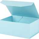 Upgrade 3PCS Blue Gift Box 9.5x7x4 Inches, Sturdy With Lid for Packaging, Foldable Magnetic Closure Storage, Bridesmaid Proposal, Rectangle Collapsible