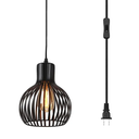Riomasee Black Industrial Wire Cage Pendant Light With On/Off Switch, 14.27 Ft Cord