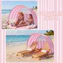 WILLBOND Pop up Beach Tent, Pink Stripe Easy Setup Sun Shelter Beach Shade for Kids & Adults, Portable Lightweight Waterproof Baby Canopy Cabana for Camping Outdoor Family Activities (2 People)