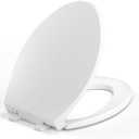 Elongated Toilet Seat, Soft-Slow Close, Oval(Oblong) Toilet Seat For Elongated Toilets, Quiet-Close Lid And Seat, Easy To Install And Clean, Never Loosen, White(18.5")