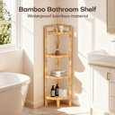 2026 New Bamboo Standing Shelf, 4 Tier Corner Shelf Stand, Free-Standing Shelf Units, Triangular Curved Corner Shelf Stand for Space-Saving Display Ideal for Bathroom/Kitchen/Living Room Storage