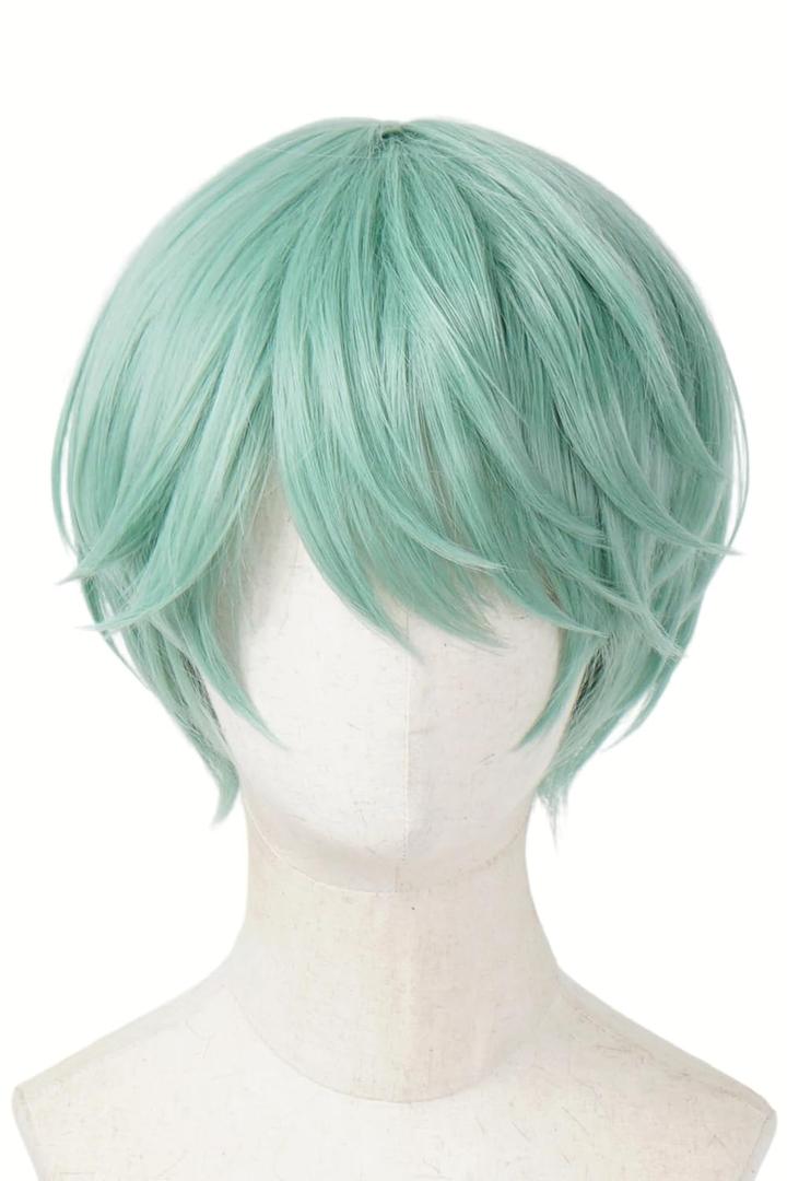 Anime Cosplay Wigs Light Green Short Wigs for Halloween Party Costume Wig