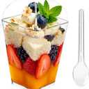 100Pack 5oz Dessert Cups with Lids and Spoons,Plastic Parfait Appetizer Cup,Disposable Plastic Cups, Great for Desserts, Appetizers, Puddings, Mousse