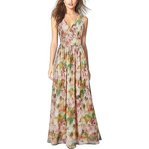 WOOSEA Women Sleeveless Deep V Neck Sexy Mesh Loose Maxi Casual Long Dress, XL
