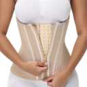 SHAPSHE Waist Trainer for Women Tummy Control Workout Waist Cincher Corset Shapewear Postpartum Body Shaper with Zipper Hook (Small, Tan-long Torso)