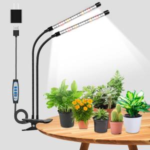wolezek Grow Lights for Indoor Plants, 6000K 40 LEDs Full Spectrum Plant Grow Lights Indoor, White Grow Lamp with Clip, Auto ON & Off Timer 6/12/16H, 3 Modes, 5-Level Dimmable Brightness