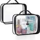 BAGSMART Clear Toiletry Bag, TSA Approved Travel Toiletry Bag Carry On Travel Accessories Bag Airport Airline Quart Size Bags water-resistant Makeup Bag for Women