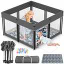 Foldable Baby Playpen, 50"50" Play Yard Playpen for Babies and Toddlers 1-3, Portable Playpen with Mat, Play Fence Gate Corrales para Bebes (Grey)