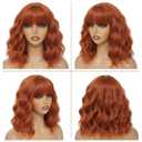 Ginger Wigs for Women Short Wavy Bob Orange Wig With Bangs Heat Resistant Synthetic Wigs for Daily Party Cosplay Costume Wig Use