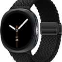 Stretchy Braided Bands Compatible with Samsung Galaxy Watch 8 Band 40mm 44mm/Galaxy Watch 8 Classic 46mm, Elastic Nylon Wristband Sport Strap for Galaxy Watch 8 2025 Women Men (Black)