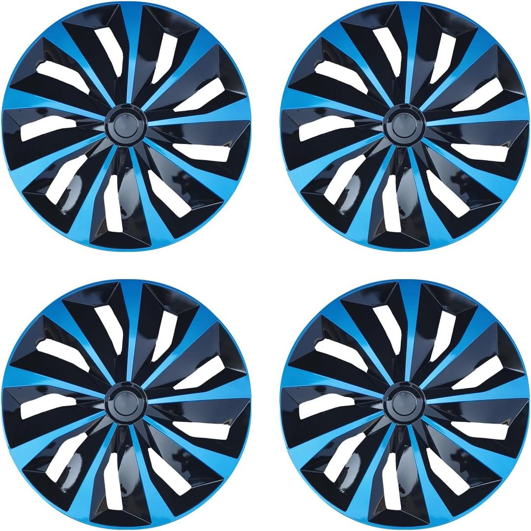 Hubcap Wheel Cover Replacement R15 Hub Caps Universal-Fit Steel Wheel Rim Cover ABS Material Exterior Accessories for Car Truck SUV Van -Set of 415-inchBlue-Black