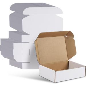 WIFTREY 7X5X2 Shipping Boxes Set of 30, 7X5X2 White Corrugated Cardboard Box for Packaging Small Business, Gift Packing, Mailing, Moving