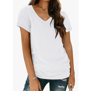 AUTOMET T-Shirts Short Sleeve V Neck Tees Tops for Women Fashion Trendy Lightweight Soft Casual Summer Outfits Clothes 2025 Size XL