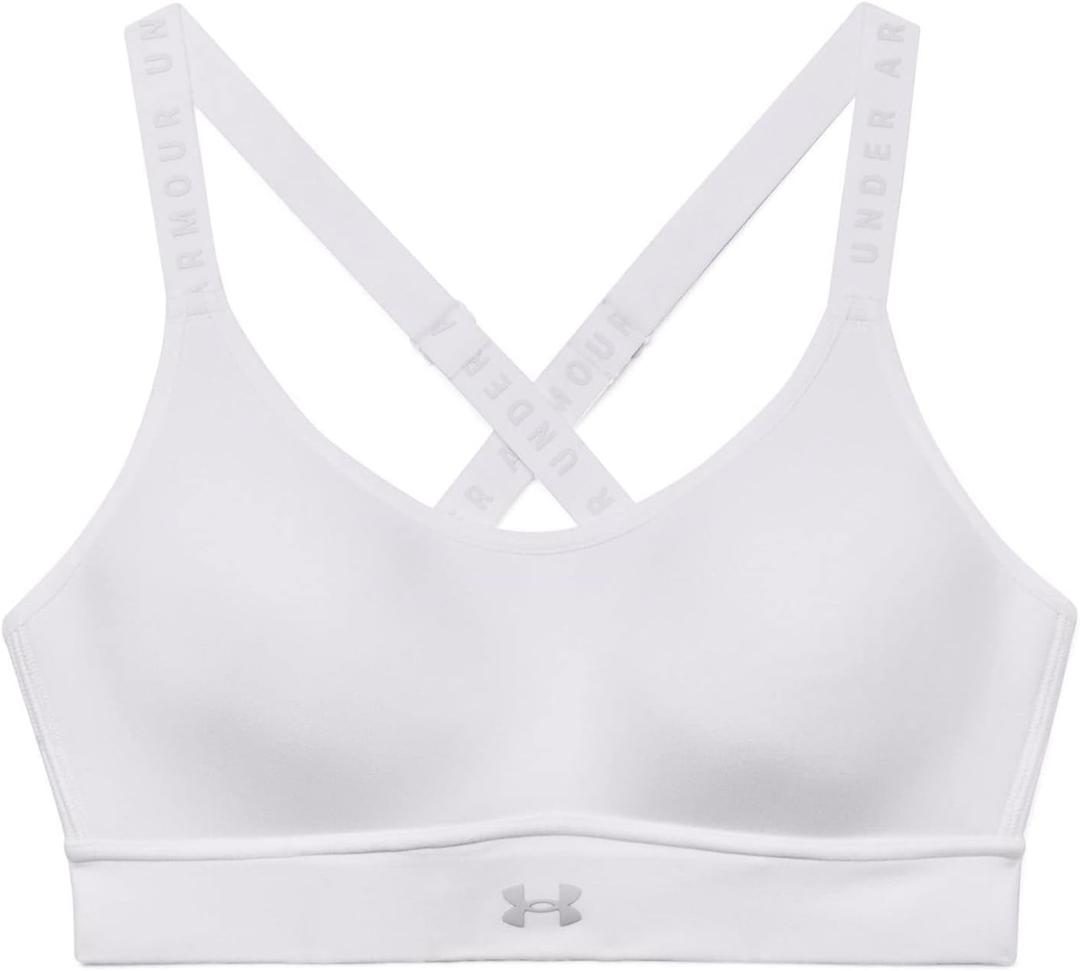 Under Armour Women's Infinity Mid Impact Bra (Medium, (100) White / White / Halo Gray)