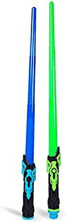 Boley Light Saber for Kids – Blue & Green Extendable LED Toy Swords for Kids – Interactive Sound Light-Up Playset – Fun Dueling Swords for Sci-Fi Cosplay and Pretend Play – Ages 3+, 2 Pack
