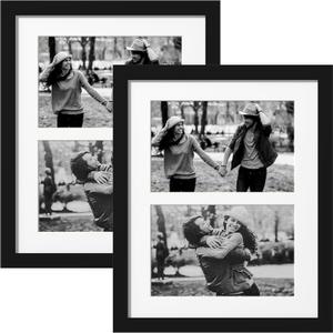 eletecpro 8x10 Set of 2 Picture Frame Collage with Mat Display Double 4x6 Photos or 8x10 Photo without Mat, Lightweight Frame and Acrylic Cover Multi Collage Frames for Wall Decor and Tabletop