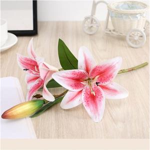 Hollyone 6 Heads Orange Artifical Lily Flowers 2Pcs Fake Fall Flowers Artificial for Decoration Faux Stargazer Lilies Flowers Bush Arrangement Bouquets Lily Stem for Indoor Outdoor Home Fall Decor