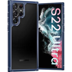 TOCOL for Samsung Galaxy S22 Ultra Case, Translucent Matte Hard Back [Military Grade Shockproof] [AntiScratch & AntiFingerprint] Slim Fit Protective Cover for Galaxy S22 Ultra Case 6.8'', Navy Blue